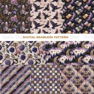 Digital Seamless Pattern Pack, Vintage Floral and Geometric Design, Craft Paper, Scrapbooking, Instant Download