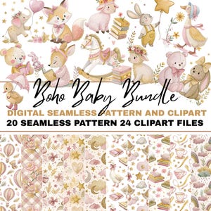 digital seamless baby bunnies and clipart patterns