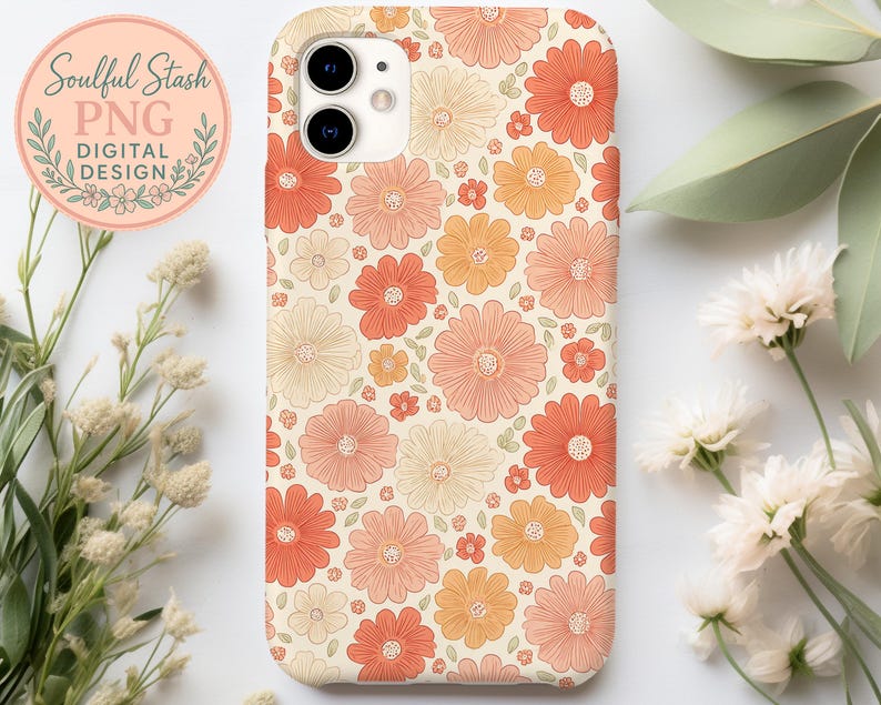 Retro Flowers PNG Seamless Bundle , Pattern Print, Floral Print, Groovy 70's Seamless, Flowered Seamless Pattern, Vintage Flower image 6