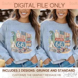 American Route 66 Patriotic Sweatshirt Digital Design, Vintage USA Flag, Travel Graphic File for Print