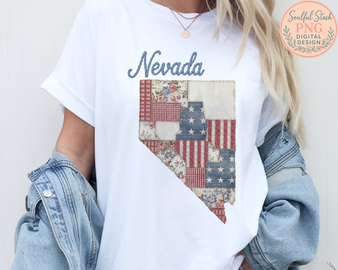 State Patchwork Vintage Faux Quilted Nevada State Graphic Patchwork Fabric Digital ...