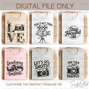 Photography Clipart Bundle PNG, Vintage Camera Digital Download, Funny Pun Sublimation Design, Film Lover Gift Idea, Oh Snap Shirt Graphic image 4