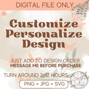 Peut inclure: Fichier numérique uniquement. Personnalisez et personnalisez votre design. Ajoutez simplement à la commande de conception et envoyez un message avant l'achat. Le délai de livraison est de 2 à 12 heures. Comprend les fichiers PNG, JPG et SVG.