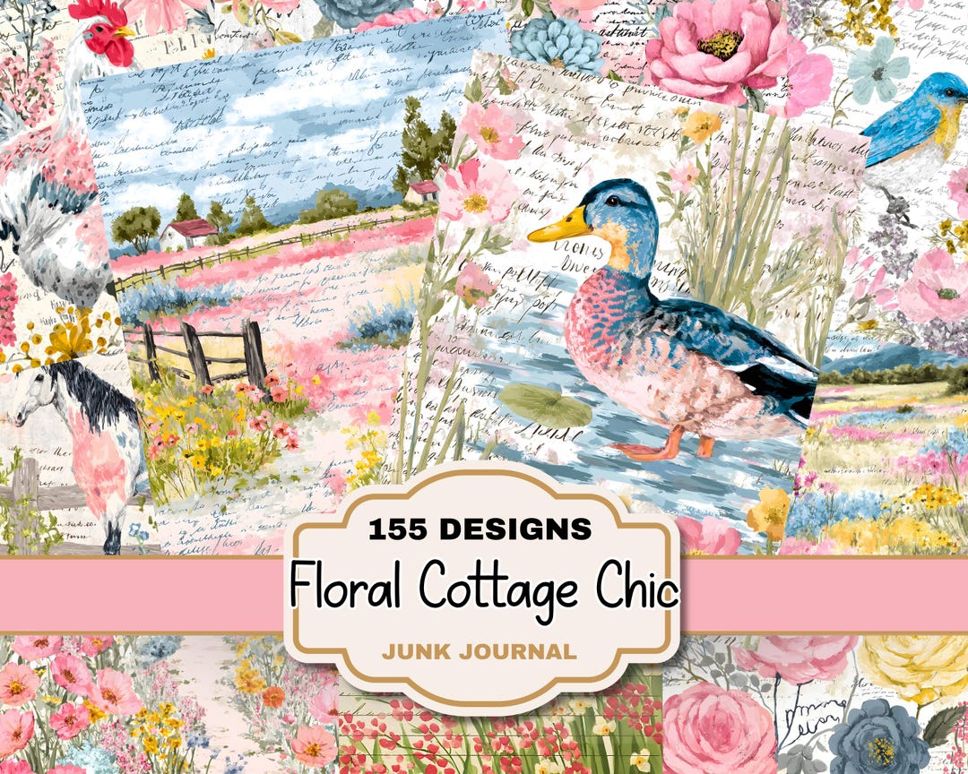 Floral Cottage Chic Junk Journal Pages Bundle Vintage Shabby ...