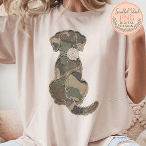 Faux Camo Rag Quilt Labrador Dog PNG Frayed Fabric Patchwork Rustic Western Hunting Digital Download