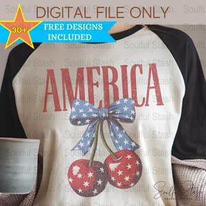 America Cherries PNG Bundle: 4th of July Sublimation Design (Digital Download)