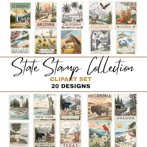 State Stamp PNG Collection, TShirt Design, Shirt Graphic, Sublimation Design, Digital Download, Destressed Vintage Design, Travel Shirt