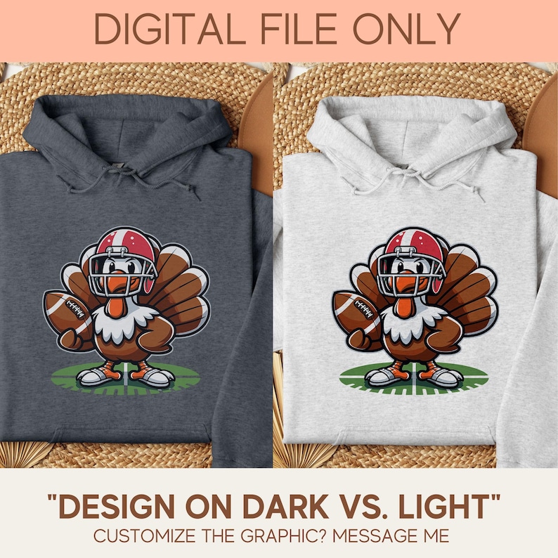 Truthahn Football Helm, niedlicher Thanksgiving Digitaldruck, Herbst-Liebhaber Geschenkidee, gemütliche Saison Shirt Grafik, Thanksgiving Day Wohnkultur PNG Bild 7