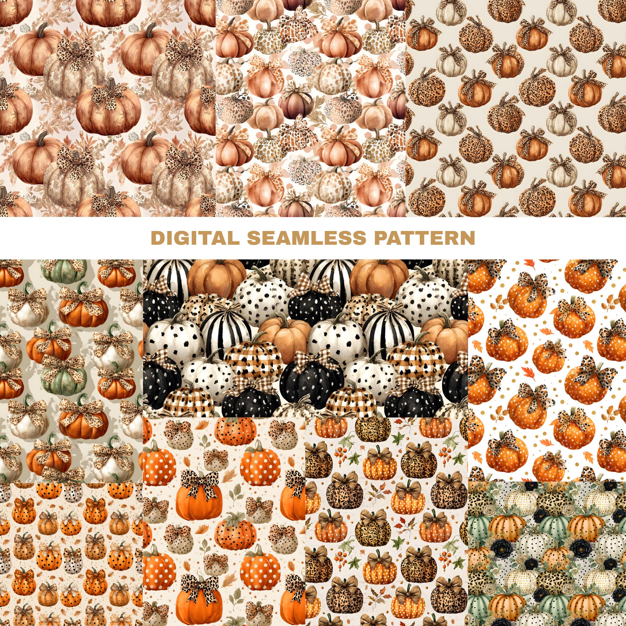 Pumpkin PNG Seamless Bundle , Pattern Print, Fall Autumn Digital Paper ...