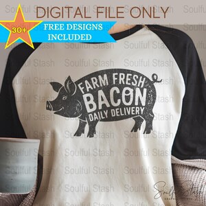 Farm Life SVG, Farmhouse PNG, Cow Digital Download, Sublimation Design, Family Farm Gift Idea, Pig Shirt Graphic, Commercial Use