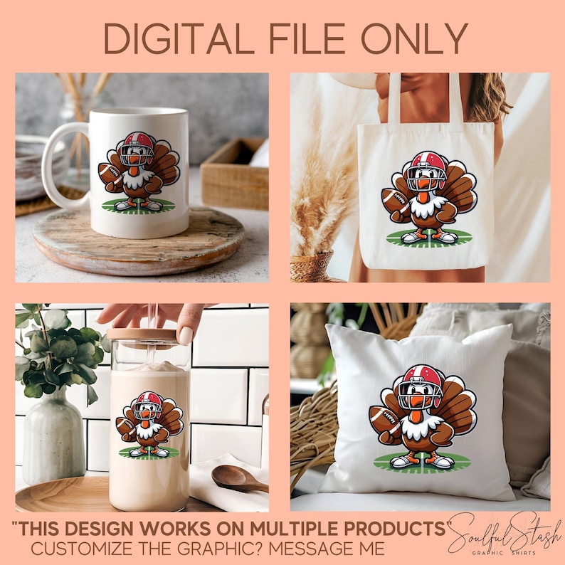 Truthahn Football Helm, niedlicher Thanksgiving Digitaldruck, Herbst-Liebhaber Geschenkidee, gemütliche Saison Shirt Grafik, Thanksgiving Day Wohnkultur PNG Bild 8