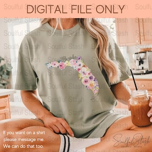 Aquarell Blumenzustand Design PNG für Sublimation, Muttertagsgeschenk für Sie, Florida Karte, Urlaubsreisen, digitaler Download