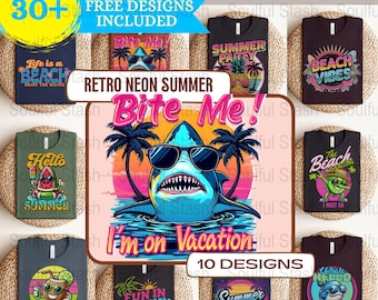 70-tals retro neonsommar PNG, Hej sommar sublimeringsdesign, semesterpresentidé, vintage strandskjorta grafik, paket, clipart, DTF-överföring