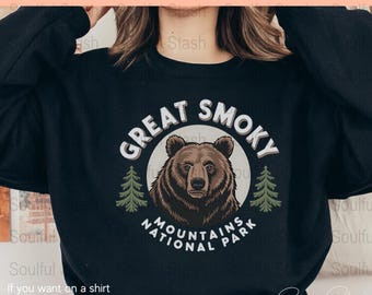 Great Smoky Mountains National Park Bear, png, nationale parken minnaar cadeau, wandelen reizen sublimatie ontwerp, bergen kunst