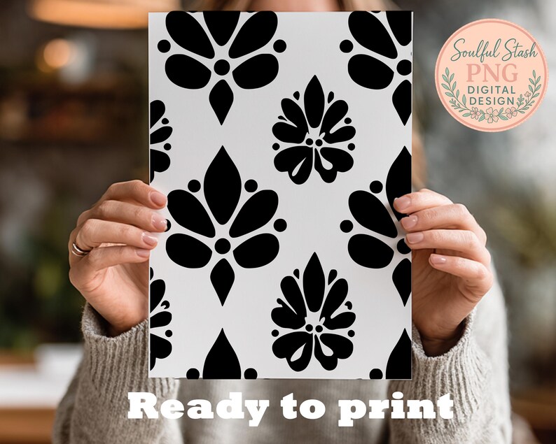 Black and White Floral Seamless SVG Vector Bundle Digital Download - Etsy