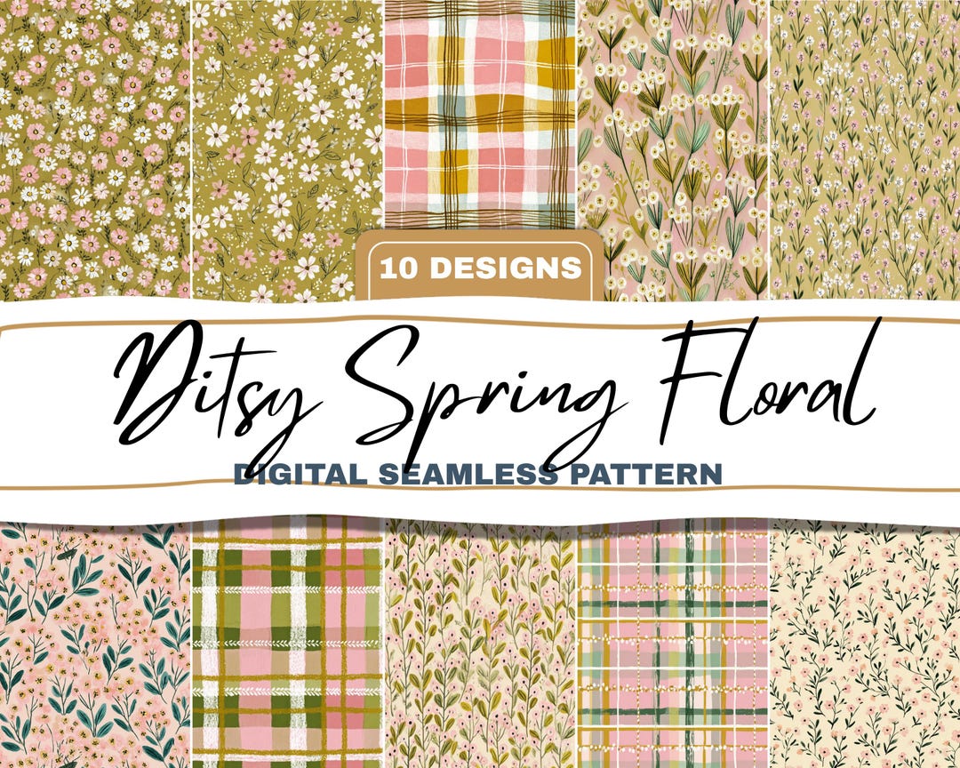 Spring Ditsy Floral Patterns Seamless Tiny Flowers Bundle Pastel Preppy ...