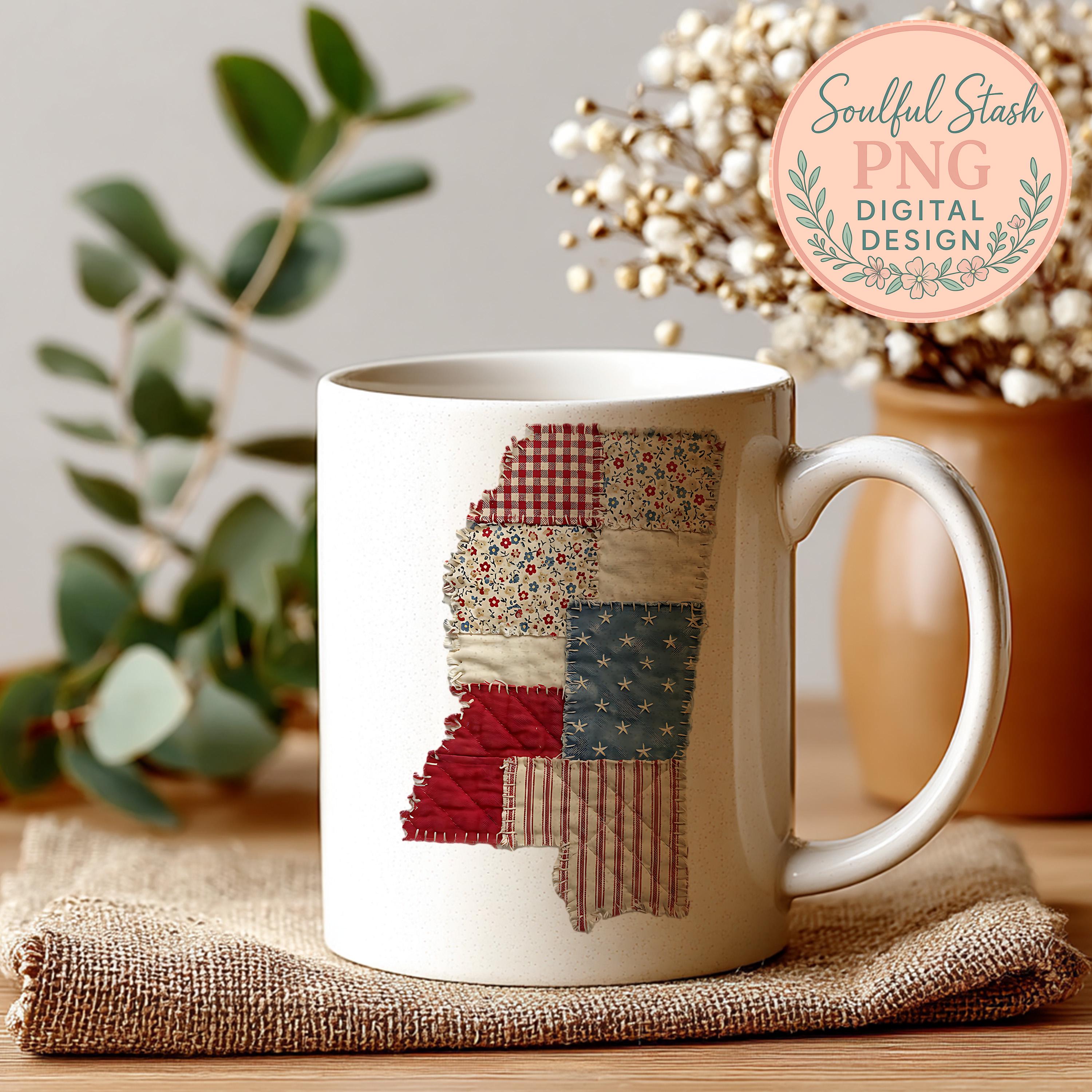 State Patchwork Vintage Faux Quilted Mississippi State Graphic Patchwork Fabric Digital ...
