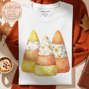 Quiltad godismajs PNG, T-shirtdesign, skjortgrafik, sublimeringsdesign, digital nedladdning, blommigt lapptäcke png, höstflickaktigt png, höst png