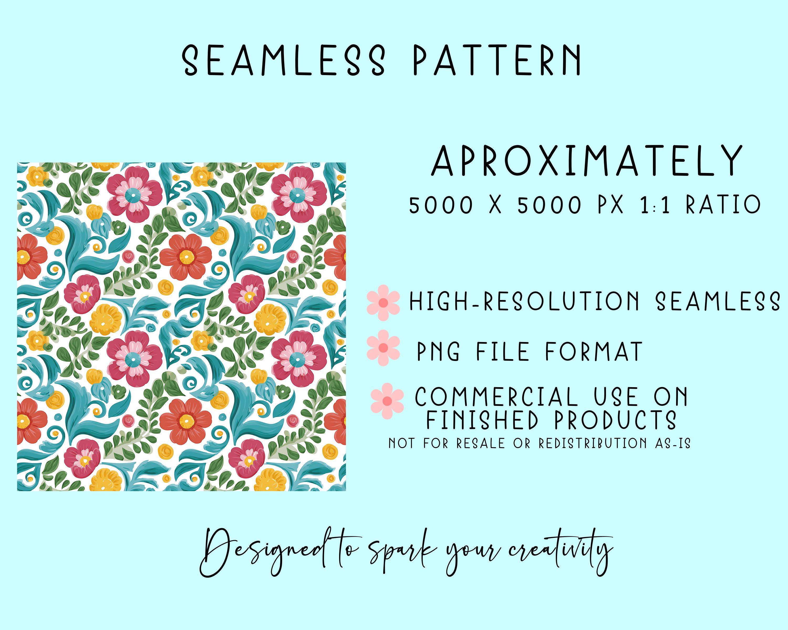 Boho Bold Floral Seamless Pattern Bundle Vibrant Colors Digital ...