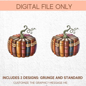 two illustrations of pumpkins with books on top, representing a creative design concept.