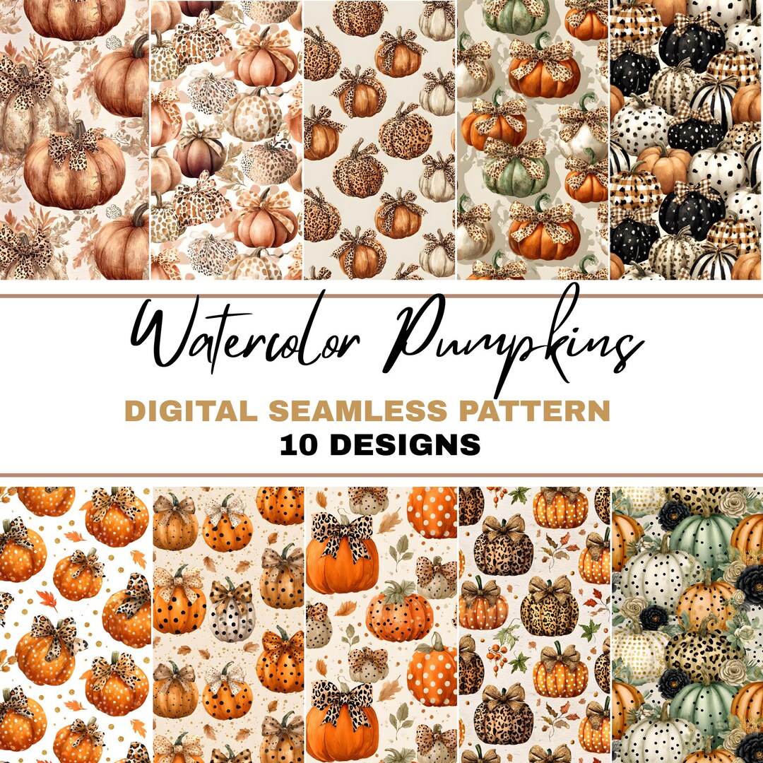 Pumpkin PNG Seamless Bundle , Pattern Print, Fall Autumn Digital Paper ...