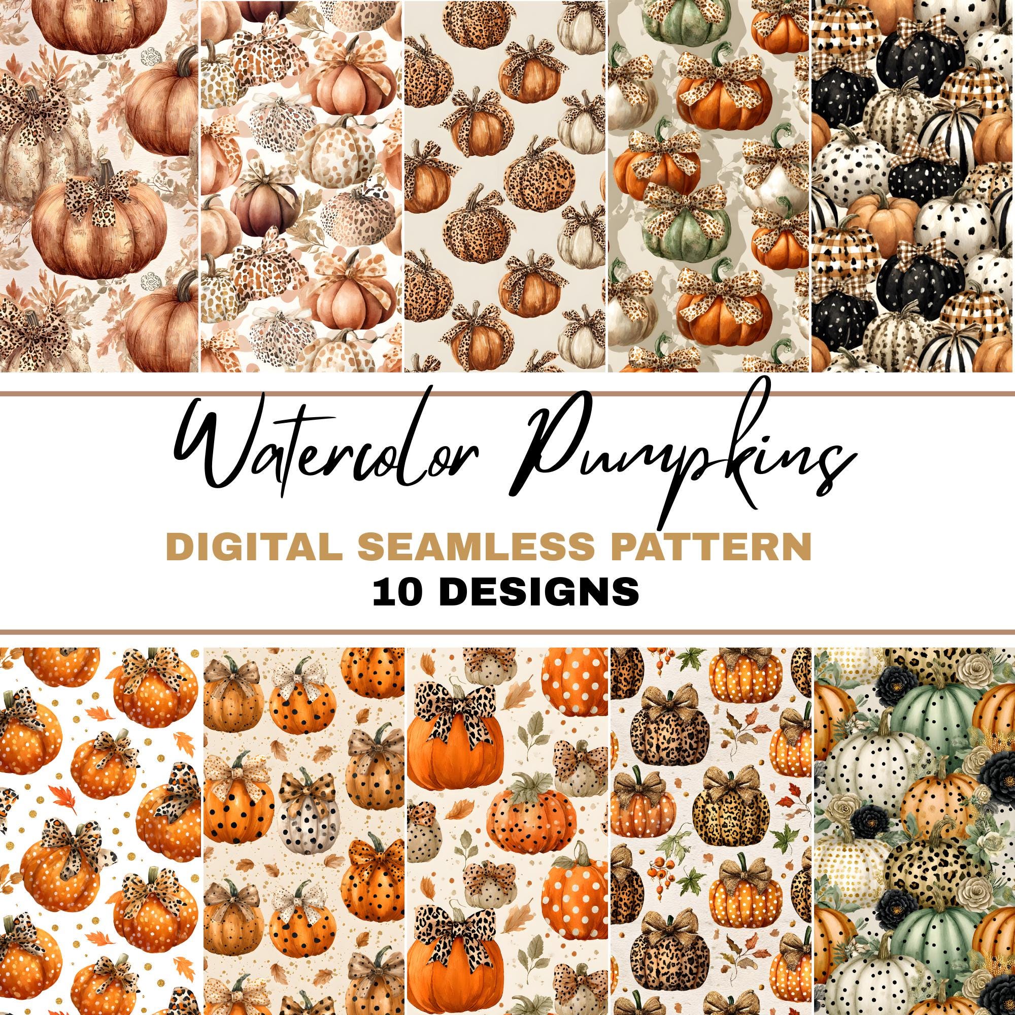 Pumpkin PNG Seamless Bundle , Pattern Print, Fall Autumn Digital Paper ...