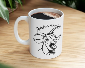Taza de cerámica de cabra gritando de 11 oz