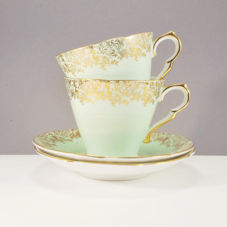 Vintage minty green Collingwood tea cup and saucer with Etsy