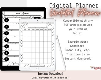 Undated Digital Planner | iPad GoodNotes Printable (PDF)