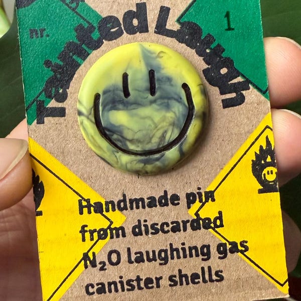 Tainted Laugh - Handmade Recycled Plastic Art Pin