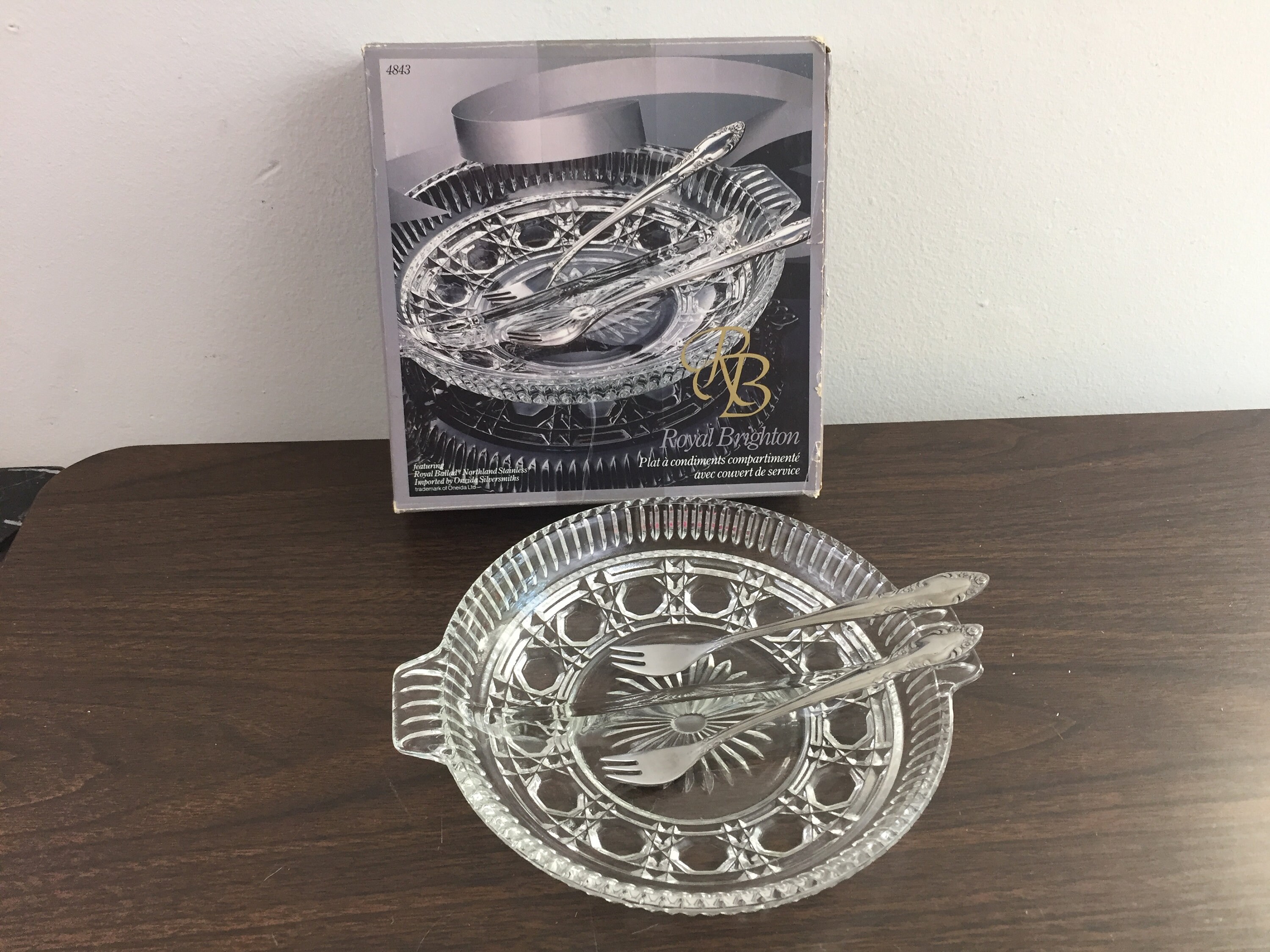 Crystal Glass Divided Relish Plate with Servers