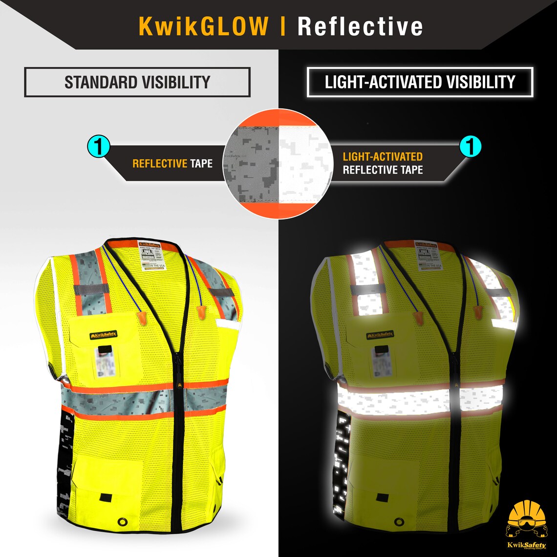 KwikSafety BIG KAHUNA Class 2 Safety Vest – 11 Pockets, Breathable Mesh, ANSI/OSHA Compliant, High-Vis Yellow (Men/Women)