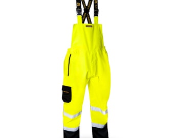 KwikSafety RIVER OTTER Rain Bib Reflective Safety Rain Gear Ansi Osha Waterproof Fishing, Snow & Work Overalls