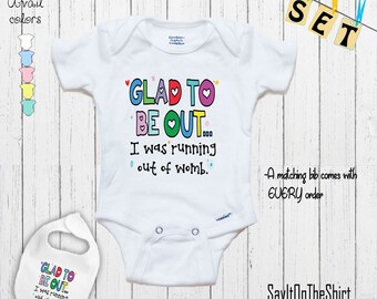 Funny finally out running out of womb boy girl grow vest bodysuit baby shower