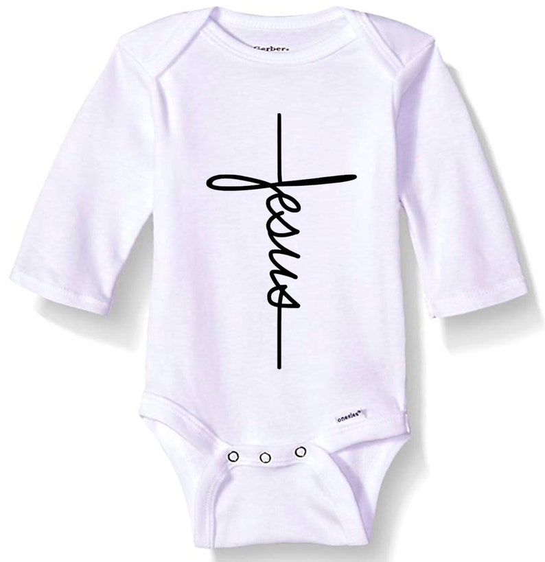 Great Shower Gift Jesus Cross 100/% Organic Onesie newborn funny outfit religious Novelty Toddler Boutique baby bodysuit one-piece shirt