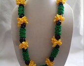 Hawaiian Ribbon Lei - Cigar kukui style with flowers