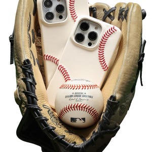 Baseball Leather iPhone Case | Gift for Baseball Player | Raised Red Hand Stitching | Genuine Pro Baseball Hide | iPhone 17 16 15 14 13 12