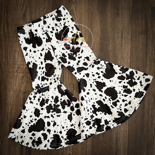 Large Cow Print Bell Bottoms Etsy