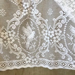 Charming lovebirds vignette Valance panel cotton lace cafe curtain 24" drop sold per metre white