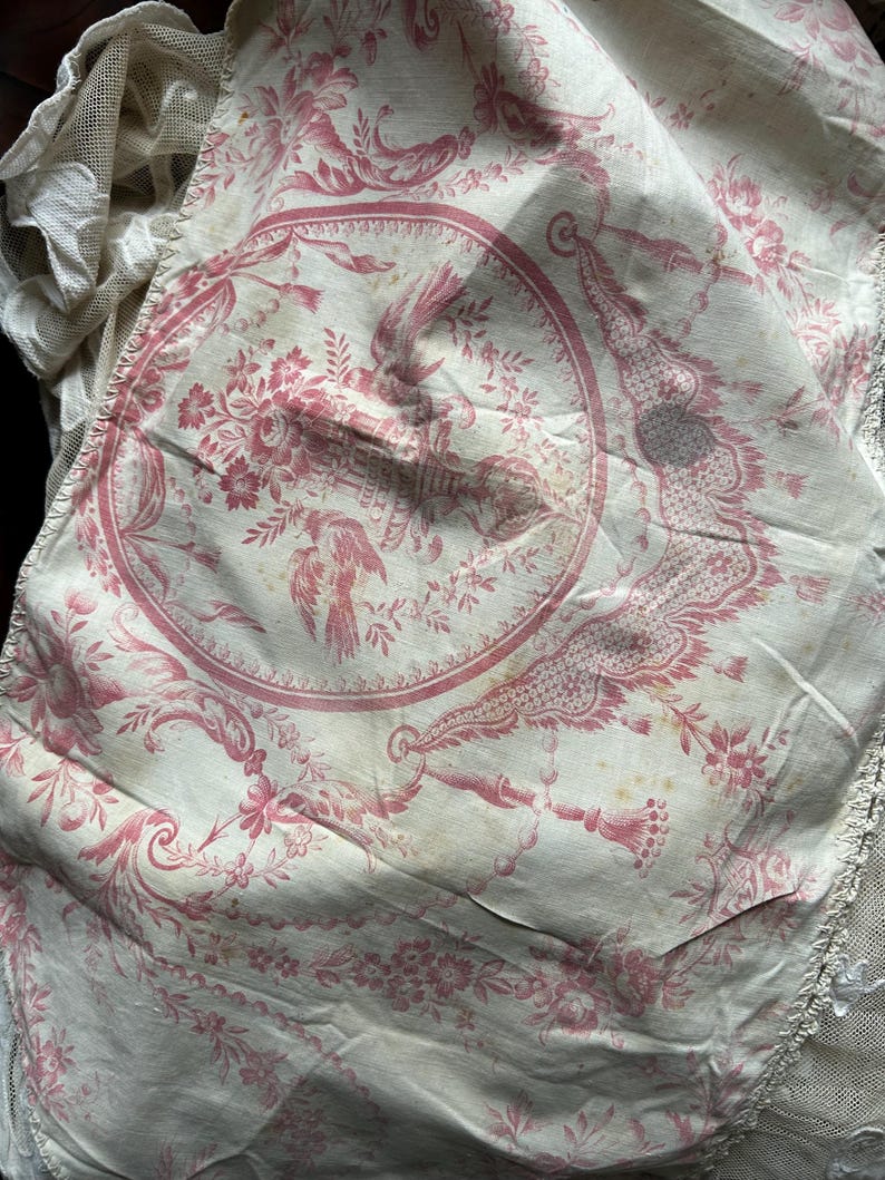 A Small Custom Beautiful Antique Timeworn C1800s Pink Faded French