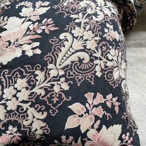 Antiker französischer Toile Stoff Panel: Napoleon III Floral Baumwolle (31x42)