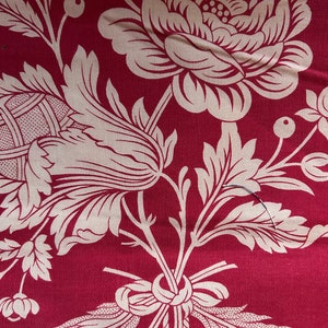 Vintage braquenie beautiful furnishings Toile de Nantes design fabric panel red and cream...9.5/70 image 2