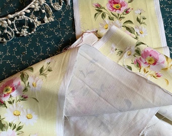 Beautiful Vintage french border trim toile ...6” wide floral toile Period cotton trim for projects new old stock 38” long