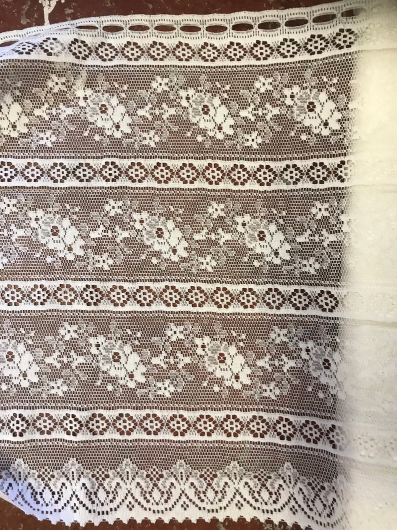 Vintage Rue De France Cotton Cafe Curtain Nottingham Lace Etsy