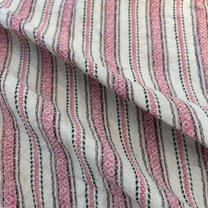 Beautiful Antique French c1800s woven stripe toile Period design cotton/linen  furnishings custom seat cover 24”/24”