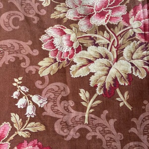 Antique French Toile de Jouy Cotton Panel: C19th Floral Fabric (33x51&quot;)