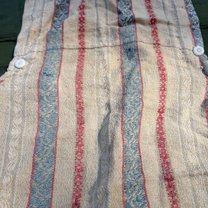 Beautiful Antique French c1800s woven stripe toile Period design cotton/linen  furnishings custom seat cover