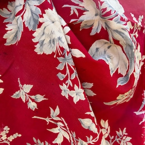 Beautiful antique French c1900 floral Bordeaux toile Period design cotton panel 18”/41”