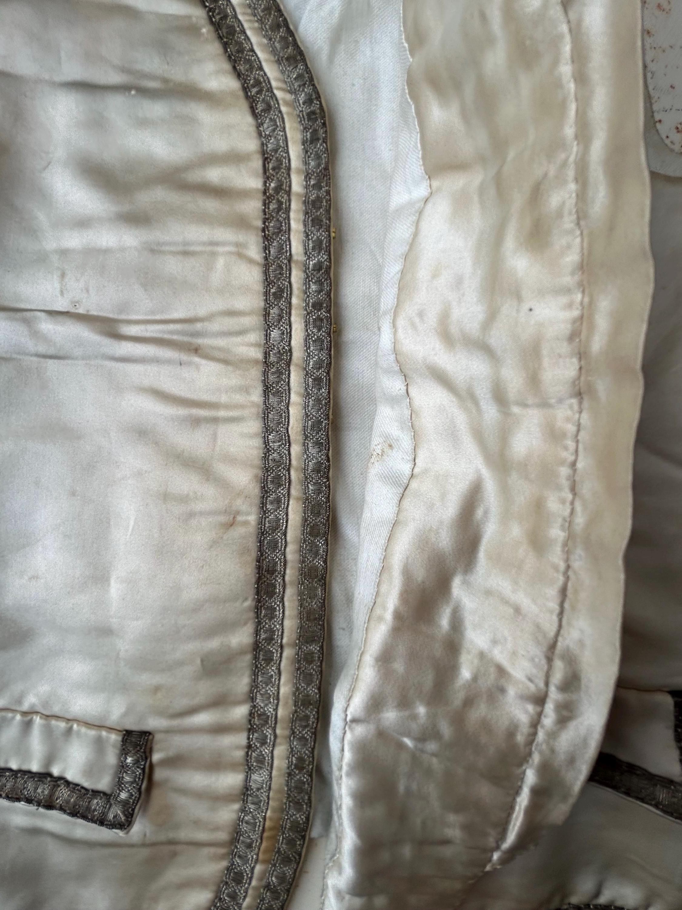 Antique French Silk Gilet: 1800s Silver Braid Vest - Study/props