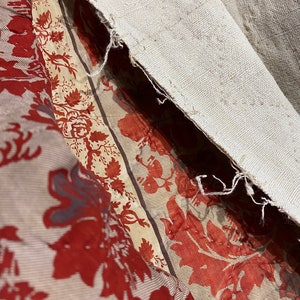 Stunning Rare Antique handmade c1800 large french toile ...chateau panel antique toile quilted Period cotton panel linen lined 125/195cms